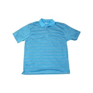 PGA Tour striped golf polo. Blue with black and white stripes